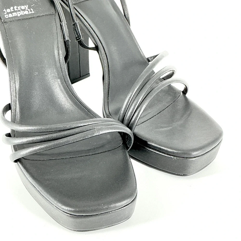 Jeffrey Campbell Size 10 Black Strappy Platform Slingback Heel Sandals NEW $130